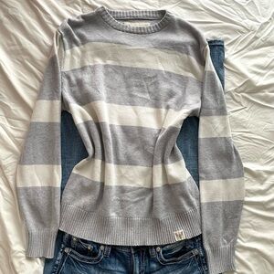 Striped Gray and White Women's Sweater